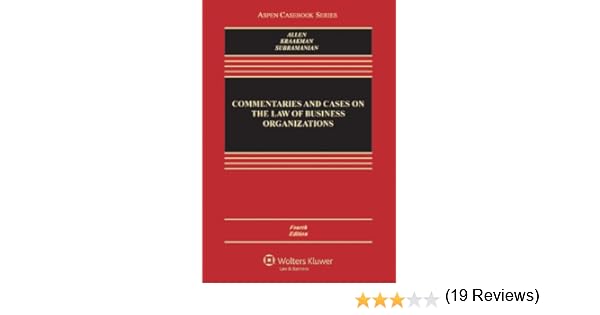 Commentaries and Cases on the Law of Business Organization 20122013 Statutory Supplement